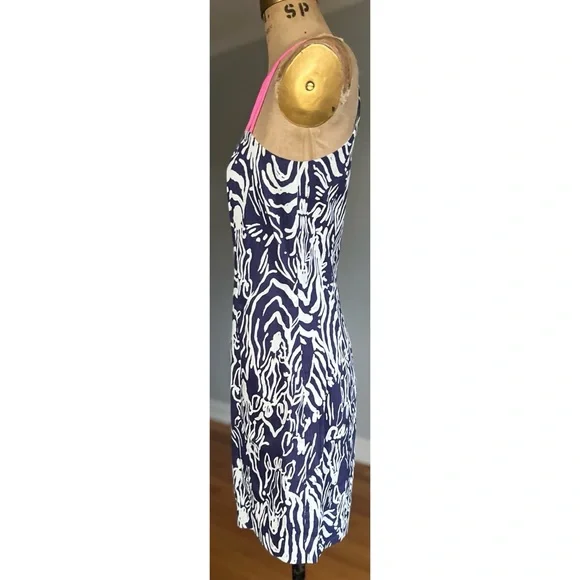 Lilly Pulitzer Navy Blue Pink Terry Shift Dress 4 - Picture 4 of 16